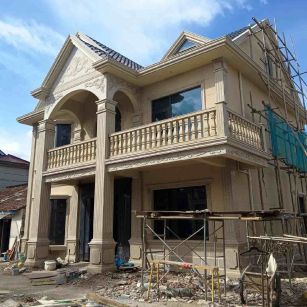 驻马店 黄金麻花岗岩石材私人别墅雕花门楼柱阳台栏杆