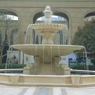 驻马店 黄金麻花岗岩异型加工——户外庭院石雕流水喷泉