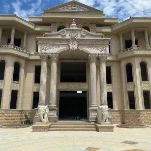 驻马店 黄金麻别墅外墙干挂，大柱，大象，蘑菇石，雕花板