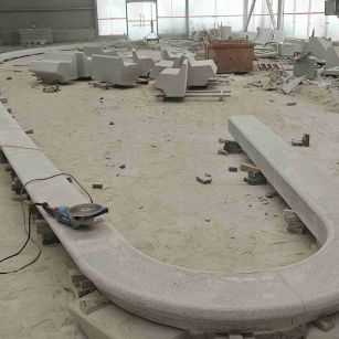 驻马店 芝麻白花岗岩弧形花坛石，坐凳石