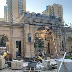 驻马店 黄金麻荔枝面花岗岩小区门楼外墙干挂