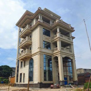 驻马店 黄金麻花岗岩石材别墅外墙干挂搭配（雕花栏杆花瓶柱门楼罗马柱）